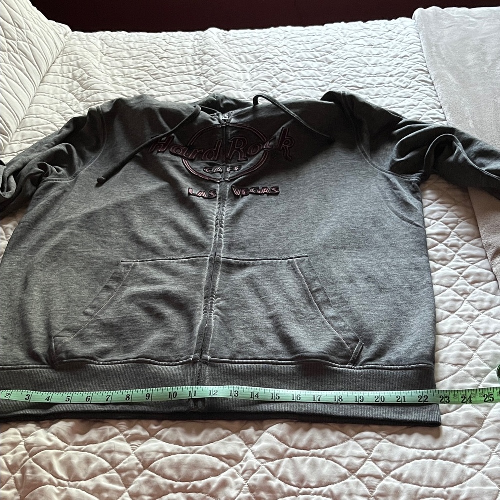 Hard Rock Cafe Mens XXXL Hoodie, Charcoal Zip-Up Sweater NWOT - Picture 7 of 12